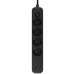 Сетевой фильтр  1.5м INTRO SFE415-B черный, 2USB 4 розетки 10А