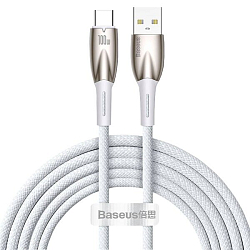 Кабель USB <--> Type-C  1.0м BASEUS Glimmer series, белый, 100W (CADH000402)