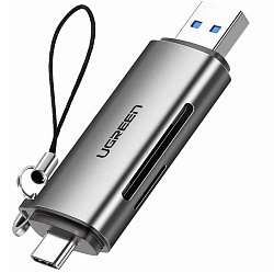 Кардридер UGREEN CM185 (50706) серый, USB-C/USB-A Card Reader