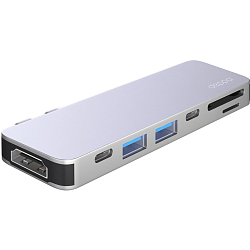 USB Type-C Хаб DEPPA 73122, серебро, для MacBook 7-в-1