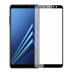 Противоударное стекло 9D NONAME для SAMSUNG Galaxy A8 (2018) черное, полный клей, в техпаке