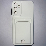 Силиконовый чехол BUTTON для Samsung Galaxy A15 белый с карманом для пластиковых карт