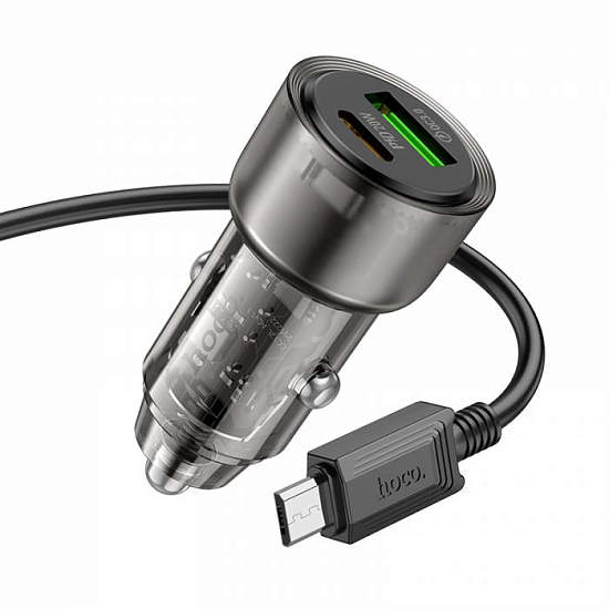 Авто ЗУ 1USB/1Type-C HOCO Z52 Spacious, черный, 38W, PD38W + QC3.0
