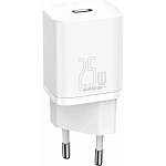 Сетевое ЗУ 1Type-C BASEUS Type-C белое, 25W (TZCCSUP-L02)