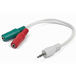 Разветвитель Jack 3.5 <--< 2*Jack 3.5  0.2м CABLEXPERT CCA-417W белый