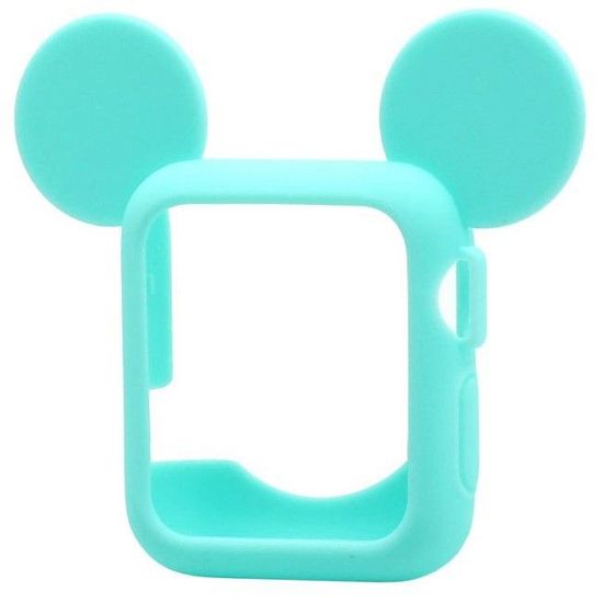 Силиконовый чехол для Apple Watch 42mm Mickey Mouse бирюзовый