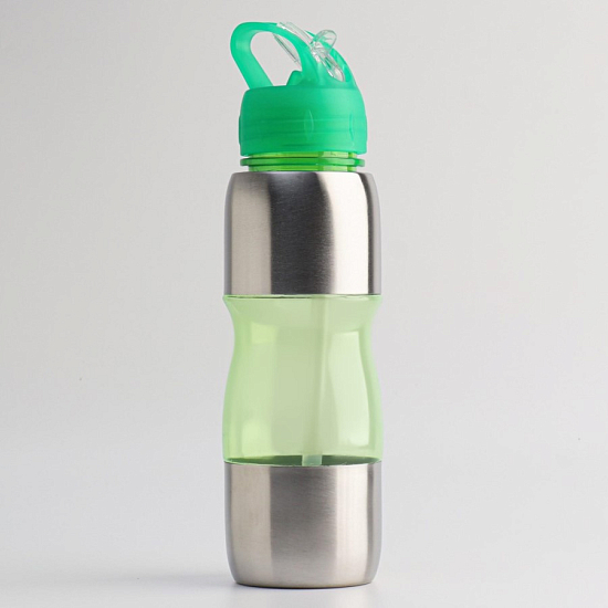 Бутылка для воды "Альби", велосипедная, 650 мл, 25 х 6 см, зелёный 7136702