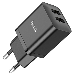 Сетевое ЗУ 2USB 2.1A HOCO N25, Maker, черный, кабель Type-C