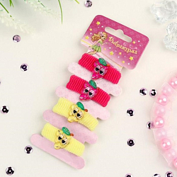 Резинка для волос "Фрукты" (набор 4 шт) виноград, малиновый, жёлтый   4729585