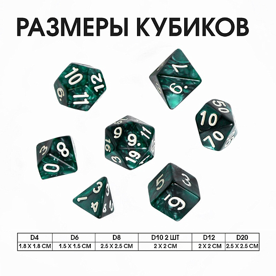 Кости игральные, дайсы ДнД (Dungeons and Dragons, D&D) "Время игры", 3 набора по 7 штук   10754564