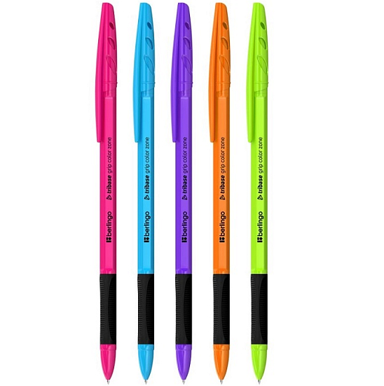 Ручка шариковая Berlingo "Tribase grip color zone" синяя, 0,7мм, грип, ассорти CBp_70967