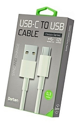 Кабель USB <--> Type-C  0.3м DORTEN DN303101 Classic Series (white/белый)