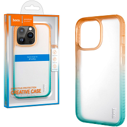 Задняя накладка HOCO для iPhone 14 Pro Orange/Green (Crystal Color Skin)