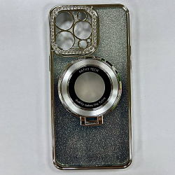 Задняя накладка NONAME для iPhone 14 Pro Max  с гальваническим магнитным держателем цвет серебро