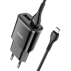 Сетевое ЗУ 2USB 2.4A HOCO C88A, Star, microUSB, чёрный