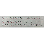 Наклейка на клавиатуру шрифт русский/латинский на серой подложке