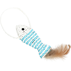 Игрушка-когтеточка "Рыбка-полосатик", 11 см, голубая   9675537