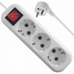 Сетевой удлинитель 1.5м KRONUS KRS-04-0006, 3 розетки, 16А/3,5кВт, с выкл., с/з, ПВС 3х1,0