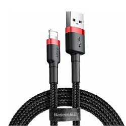 Кабель USB <--> Lightning  1.0м BASEUS Cafule, нейлон, красный, чёрная вставка