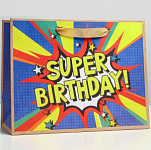 Пакет крафтовый горизонтальный Super birthday, MS 23 × 18 × 10 см   4764580