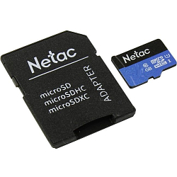 Micro SD 64GB NETAC P500 U1/Class 10  (90 Mb/s) + SD адаптер