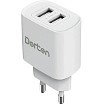 Сетевое ЗУ 2USB 2.4A DORTEN DN206300 White/Белый, QC