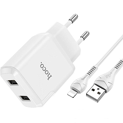 Сетевое ЗУ 2USB 2.1A HOCO N7, Speedy, Lightning, белый
