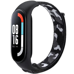 Нейлоновый ремешок AKSBERRY для Xiaomi Mi Band 4/5/6/7 черный камуфляж