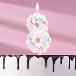 Свеча в торт "Воздушная", цифра 8, 5,5 см, белая   9943294