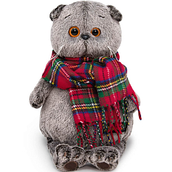 Мягкая игрушка Басик и красный шарф в клеточку , 22см (Ks22-017)