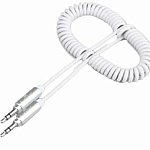 Кабель Jack 3.5 <--> Jack 3.5  2.0м EARLDOM ET-AUX12 пружинка, белый
