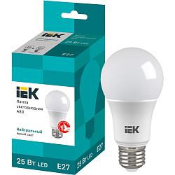 Лампа светодиодная IEK A80 25Вт/4000К/E27 шар