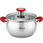 Кастрюля 2.5л BARTON STEEL BS-2315-18 неж. сталь, красный