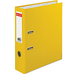 Папка-регистратор BRAUBERG с покрытием из ПВХ, 80 мм, с уголком, желтая (удв. срок службы), 227194