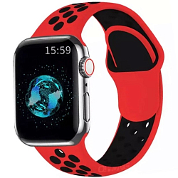 Силиконовый ремешок NONAME для Apple Watch 42mm красный-черный, с перфорацией
