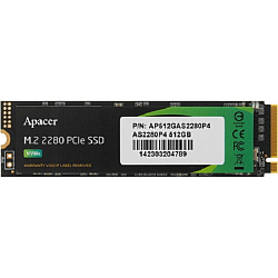 Накопитель SSD M.2 512Gb Apacer AS2280P4, PCIe 3.0 x4, NVMe, R/W 2100/1500