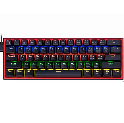 Клавиатура REDRAGON Fizz RU, радужн, 61кн, черный/красный (70671)