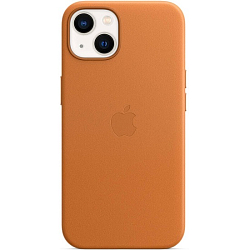Задняя накладка LEATHER CASE MAGSAFE для iPhone 13 (С АНИМАЦИЕЙ) Golden Brown