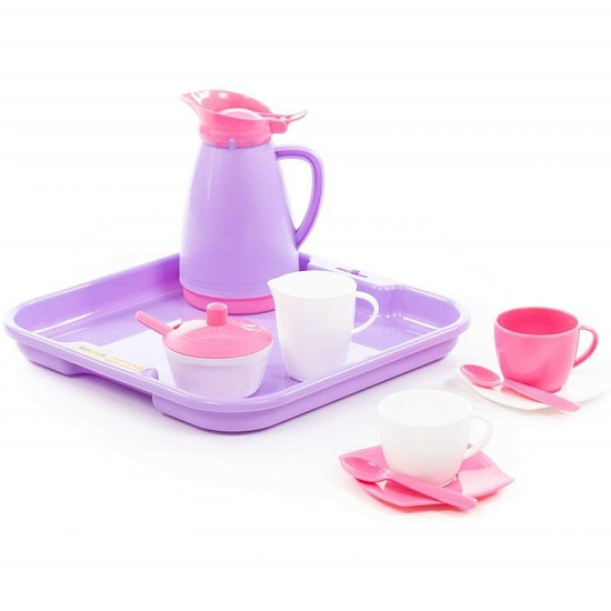 Набор посуды ПОЛЕСЬЕ "Алиса" с подносом на 2 персоны (Pretty Pink)