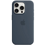 Силиконовый чехол SILICONE CASE для iPhone 15 Pro (MagSafe + анимация NFC Clear) c LOGO Storm Blue