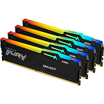 Оперативная память DDR5 128Gb (4x32Gb) Kingston Fury Beast, DDR5, 5200 MHz, CL40, с радиатором, RGB, (KF552C40BBAK4-128), чёрный