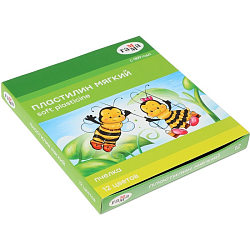 Пластилин мягкий Гамма "Пчелка" 12 цв, 180 г, со стеком