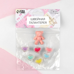 Аксессуары для обуви «Мишка с сердечками», 7 шт, цвет разноцветный