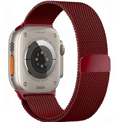 Металлический магнитный ремешок Миланская петля 42/44/45/49mm красный