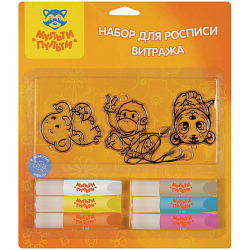 Краски витражные Мульти-Пульти "Приключения Енота" WP_14646 08 цветов по стеклу