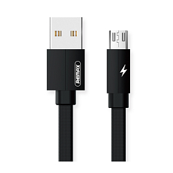 Кабель USB <--> microUSB  2.0м REMAX RC-094m Kerolla, плоский, чёрный