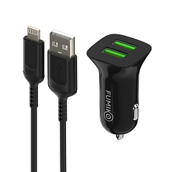 Авто ЗУ 2USB 2.4A FUMIKO CC06 черное Lightning