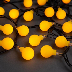 Гирлянда "Нить - с насадками" 5 м, «Шарики жёлтые», свечение жёлтое, 8 режимов, IP20