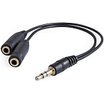Разветвитель Jack 3.5 <--< 2*Jack 3.5  0.2м AVS AU-622 черный