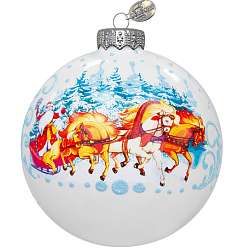 Шар "Дед Мороз и тройка", 80 мм., в подарочной упаковке, КУ-80-214126